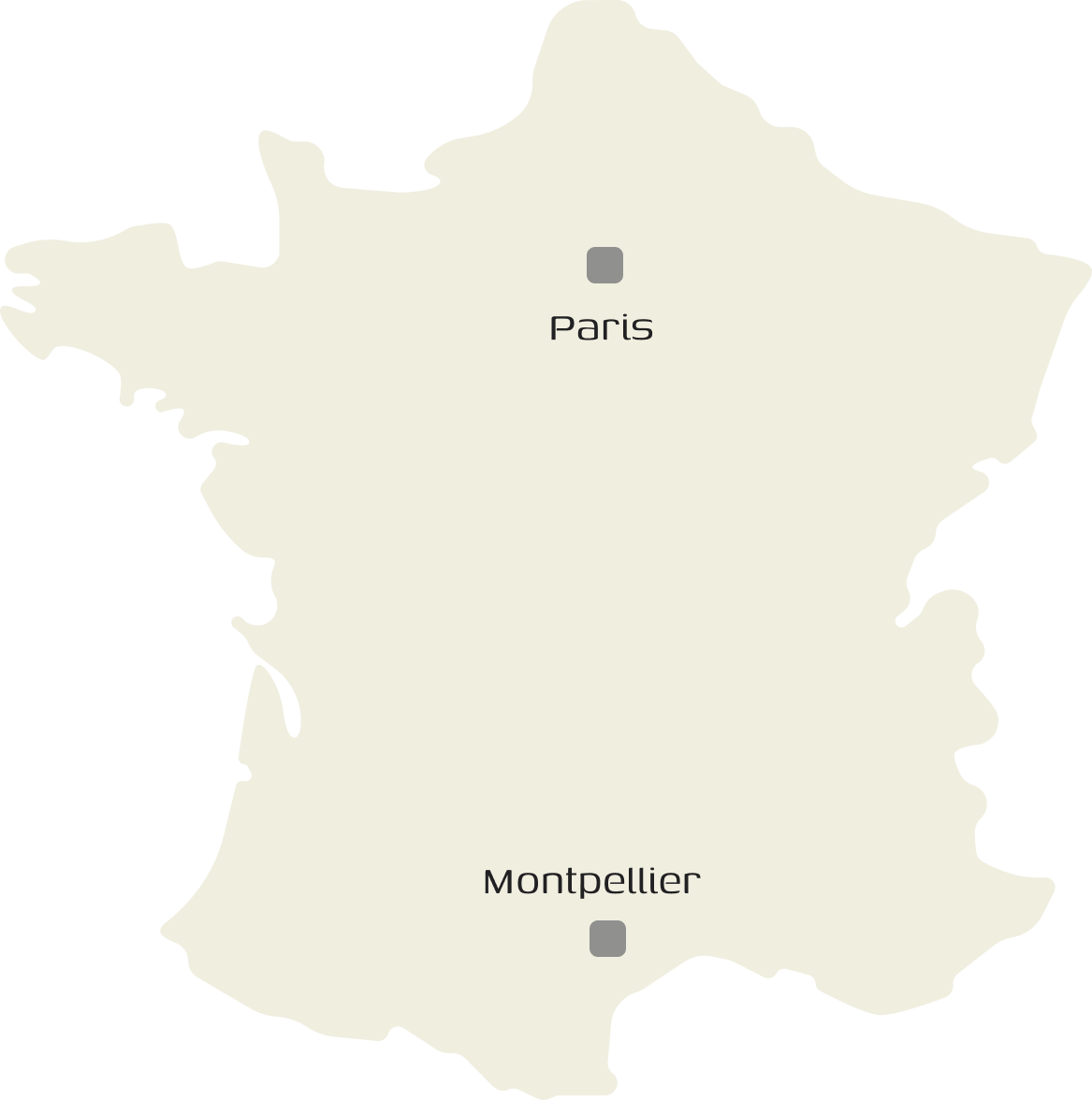 Carte des implantations de Elema Agency